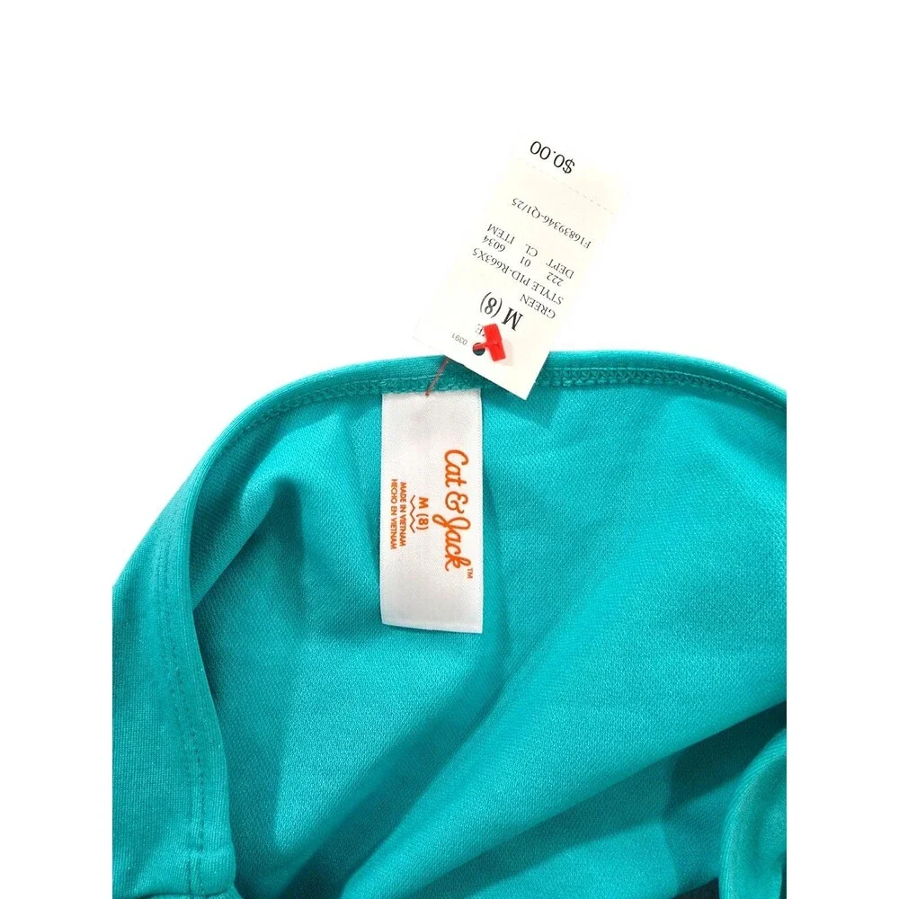Cat & Jack Swim Bikini Set Girls Aqua Green Pier Gaze Swimsuit Sz M NWT